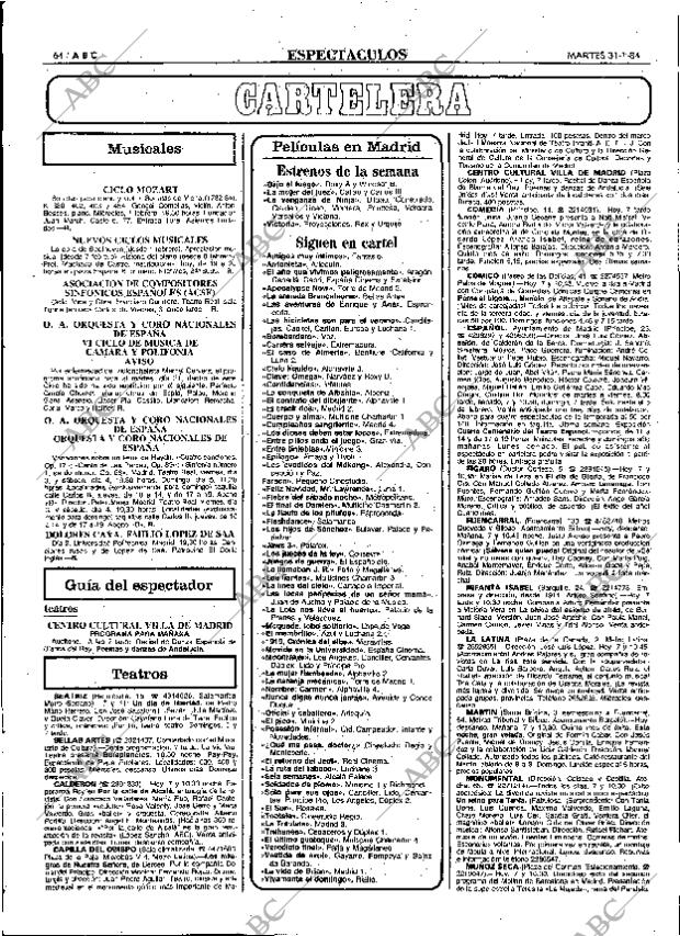 ABC MADRID 31-01-1984 página 64