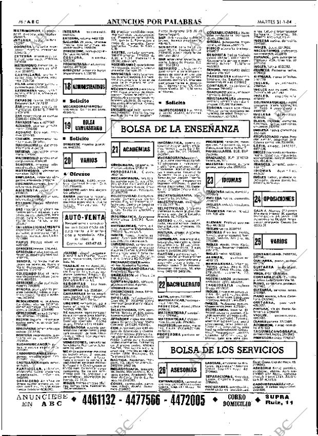 ABC MADRID 31-01-1984 página 76