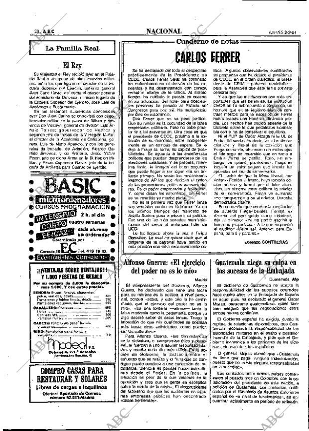 ABC MADRID 02-02-1984 página 20