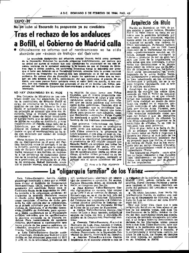 ABC SEVILLA 05-02-1984 página 45