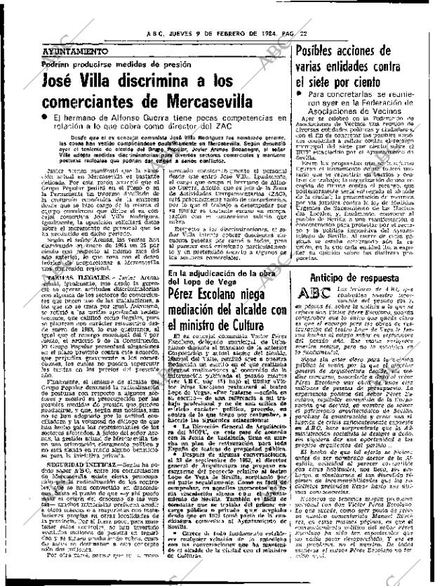 ABC SEVILLA 09-02-1984 página 22