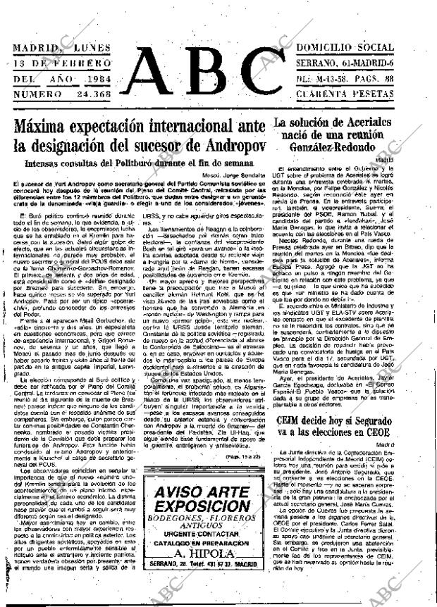 ABC MADRID 13-02-1984 página 9