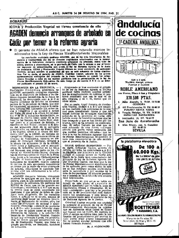 ABC SEVILLA 14-02-1984 página 29