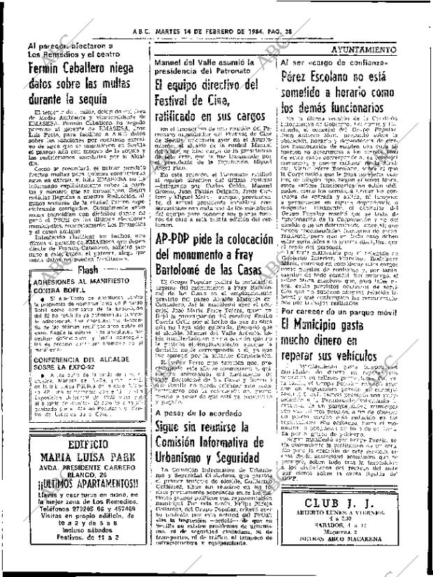 ABC SEVILLA 14-02-1984 página 36