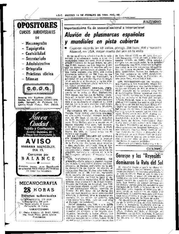 ABC SEVILLA 14-02-1984 página 66