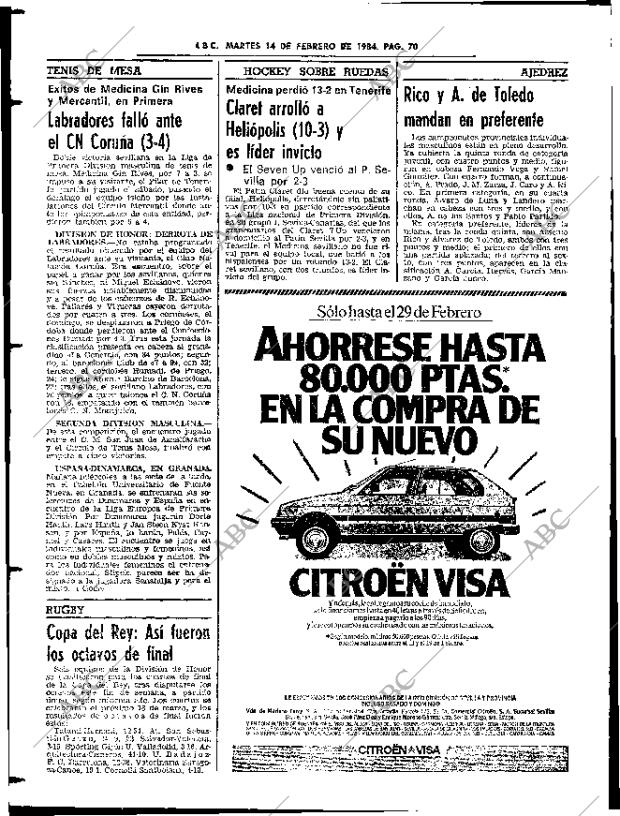 ABC SEVILLA 14-02-1984 página 68