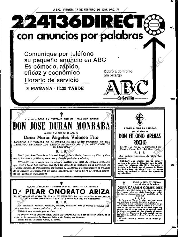 ABC SEVILLA 17-02-1984 página 71