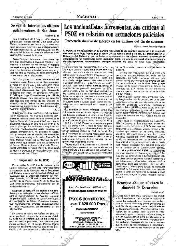 ABC MADRID 18-02-1984 página 19