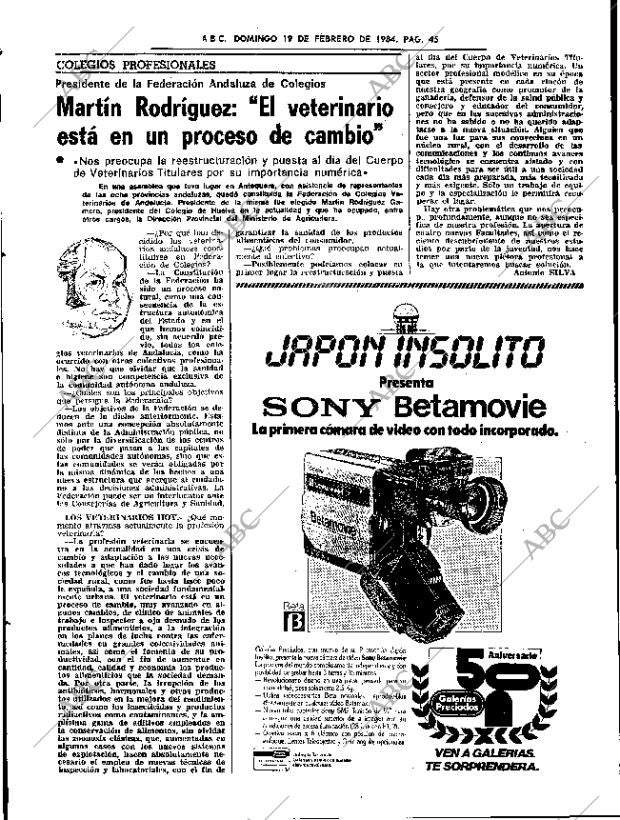 ABC SEVILLA 19-02-1984 página 45