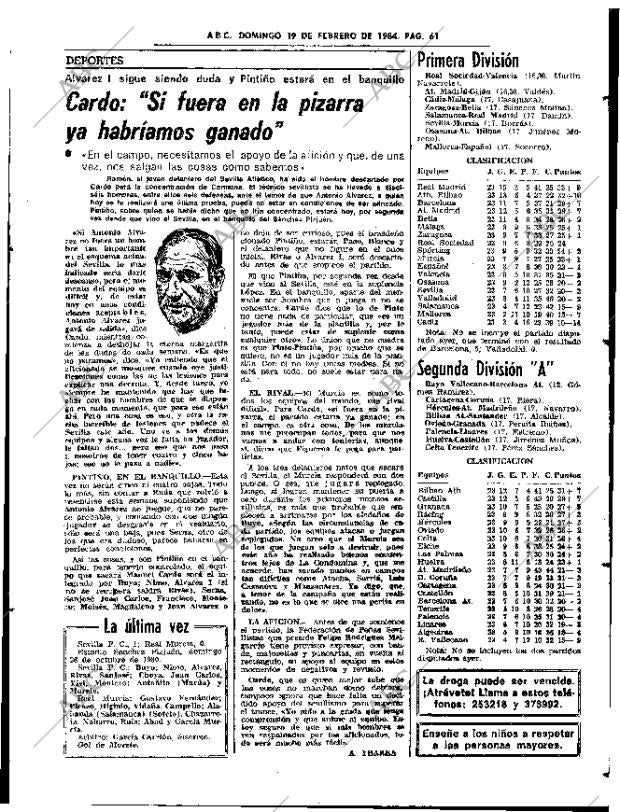 ABC SEVILLA 19-02-1984 página 61