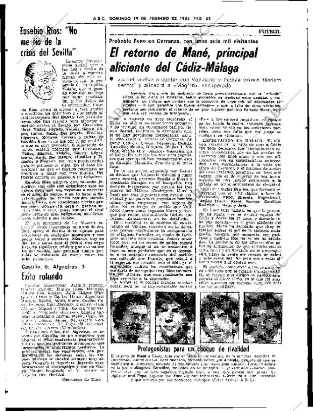 ABC SEVILLA 19-02-1984 página 62