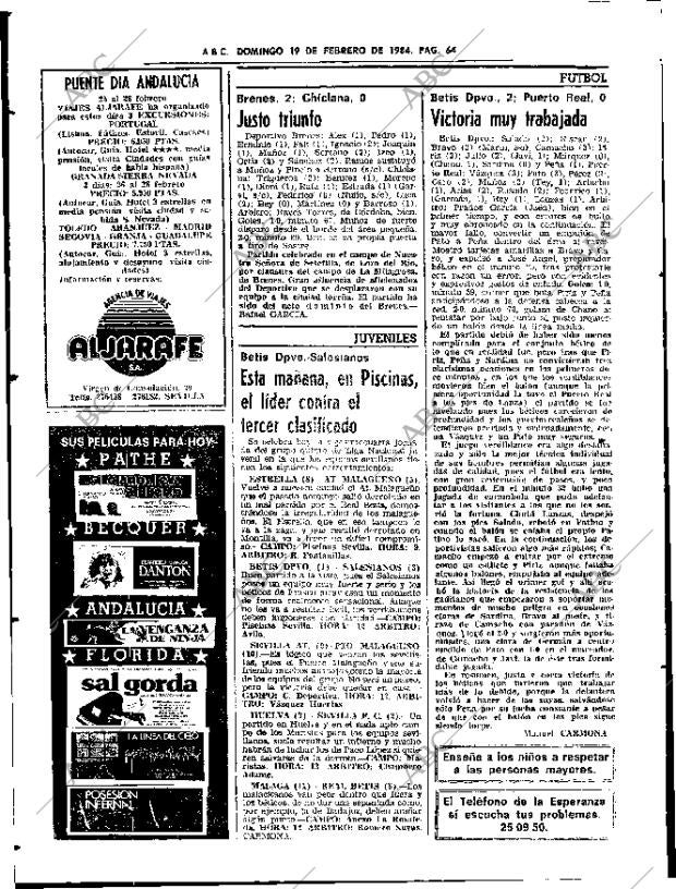 ABC SEVILLA 19-02-1984 página 64