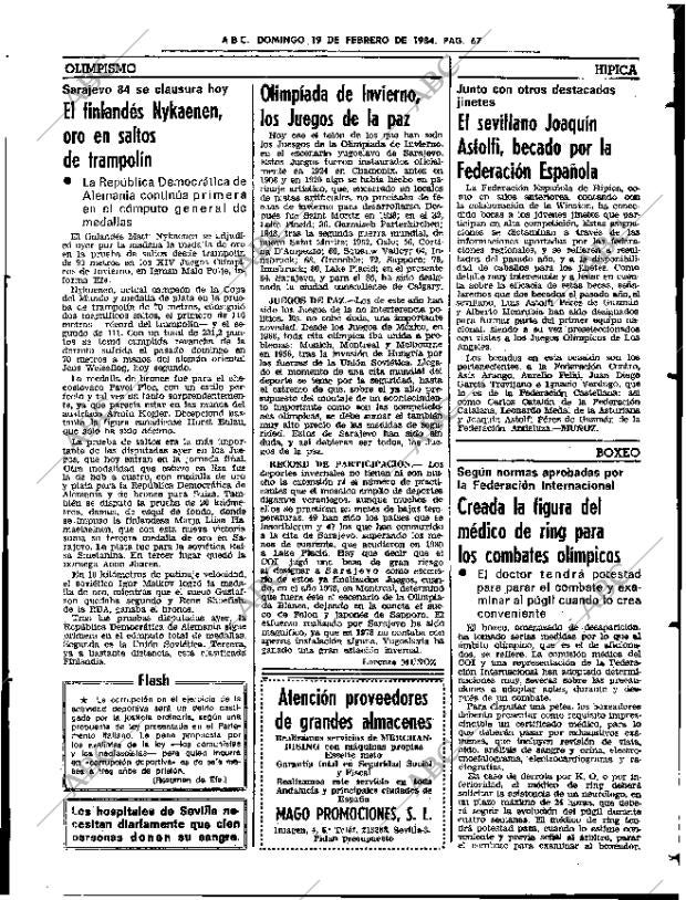 ABC SEVILLA 19-02-1984 página 67