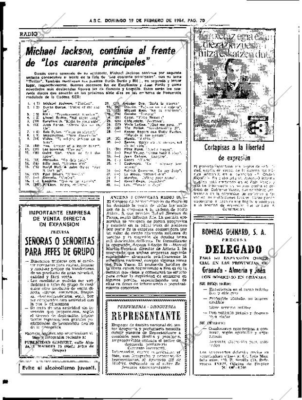 ABC SEVILLA 19-02-1984 página 70
