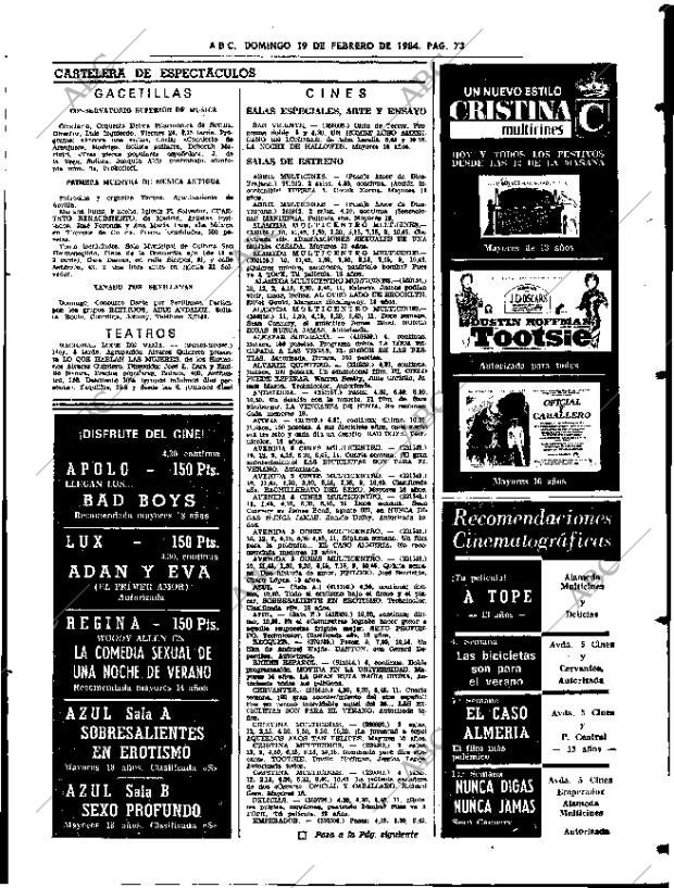 ABC SEVILLA 19-02-1984 página 73