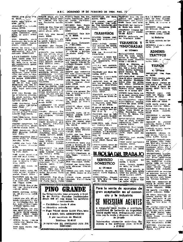 ABC SEVILLA 19-02-1984 página 77