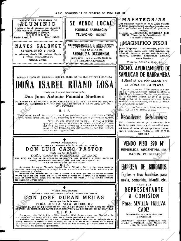 ABC SEVILLA 19-02-1984 página 82