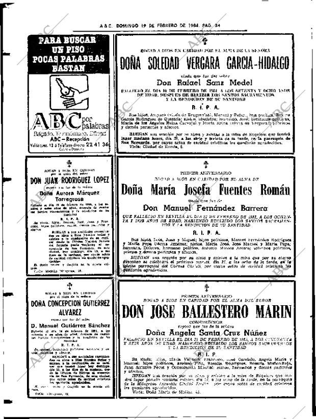 ABC SEVILLA 19-02-1984 página 84