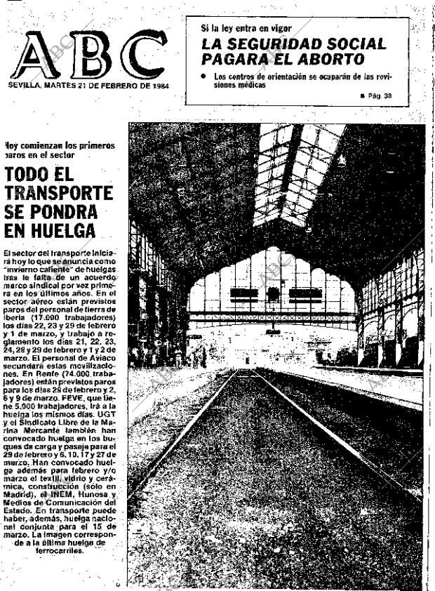 ABC SEVILLA 21-02-1984 página 1
