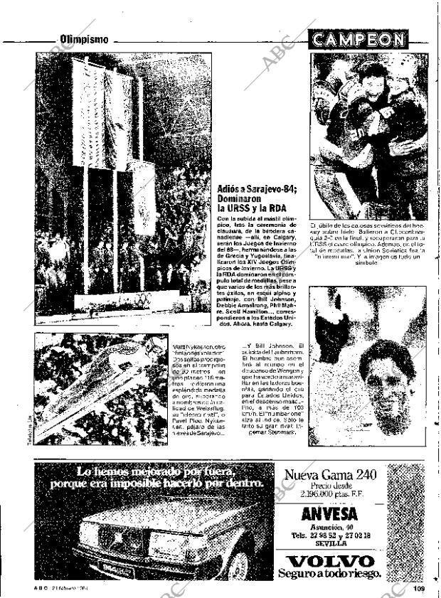 ABC SEVILLA 21-02-1984 página 109