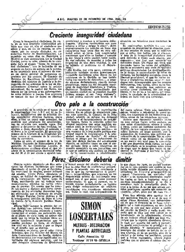 ABC SEVILLA 21-02-1984 página 23