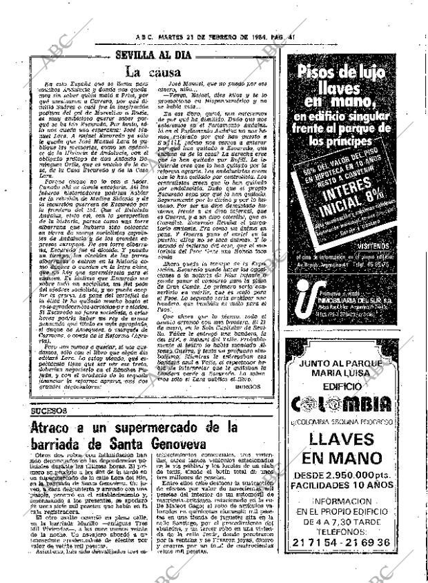 ABC SEVILLA 21-02-1984 página 41