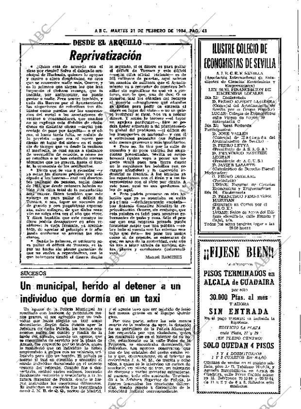 ABC SEVILLA 21-02-1984 página 43