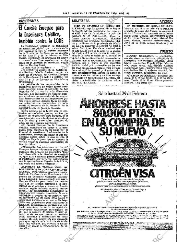 ABC SEVILLA 21-02-1984 página 57