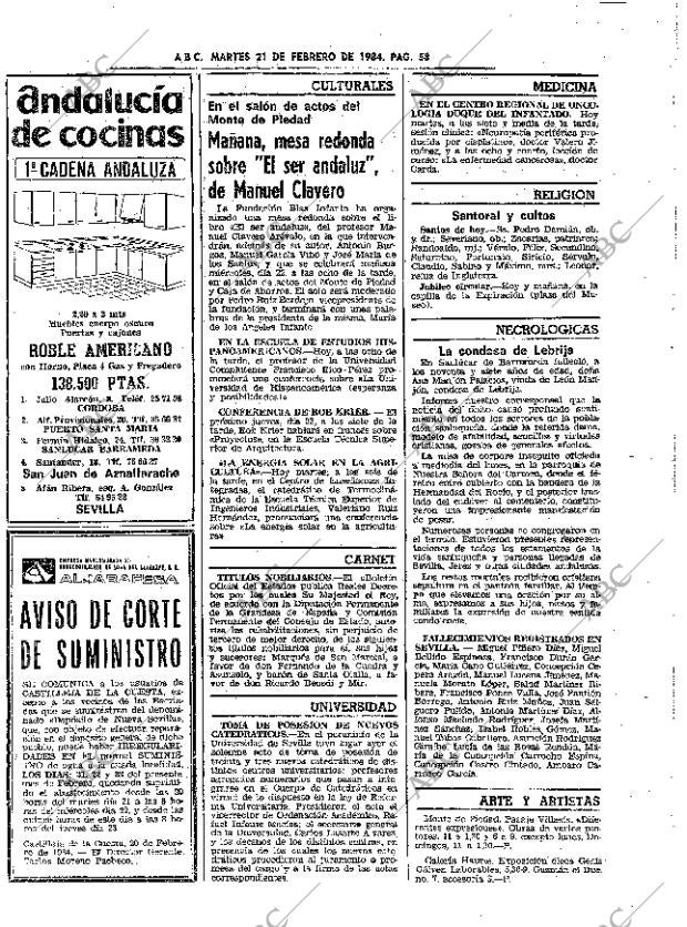 ABC SEVILLA 21-02-1984 página 58