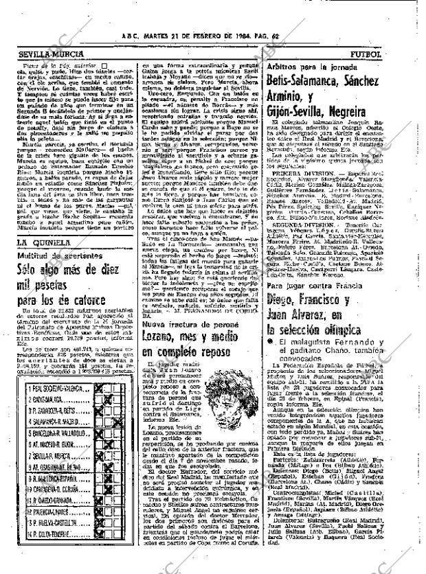 ABC SEVILLA 21-02-1984 página 62