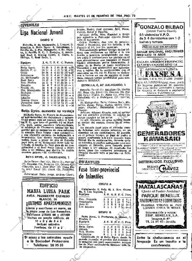 ABC SEVILLA 21-02-1984 página 73