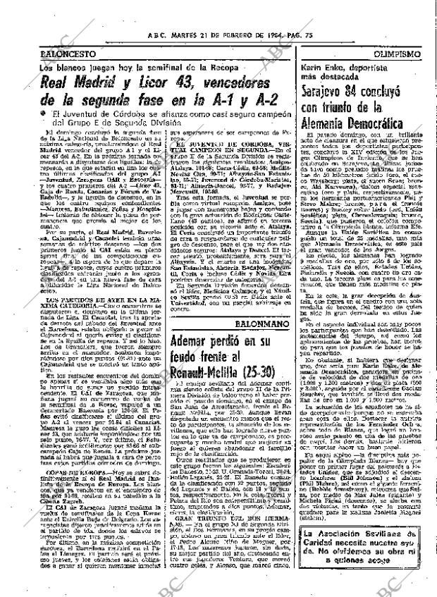 ABC SEVILLA 21-02-1984 página 75