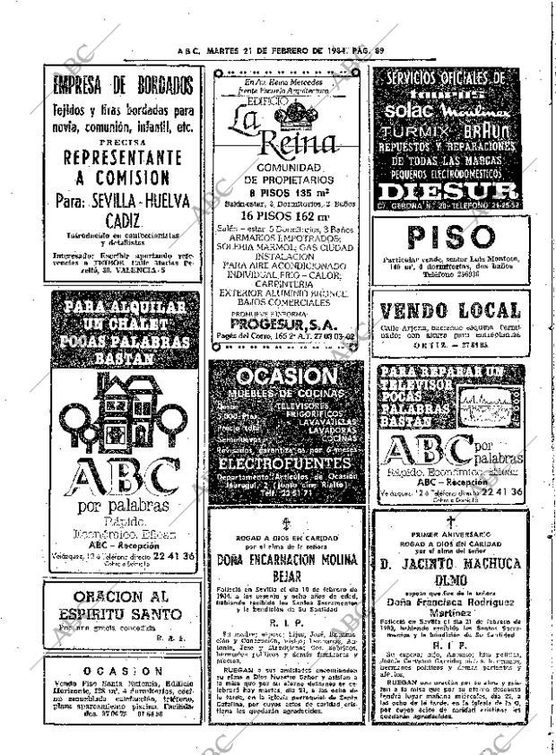 ABC SEVILLA 21-02-1984 página 89