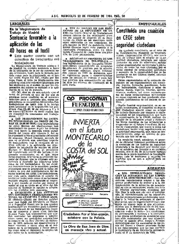 ABC SEVILLA 22-02-1984 página 20