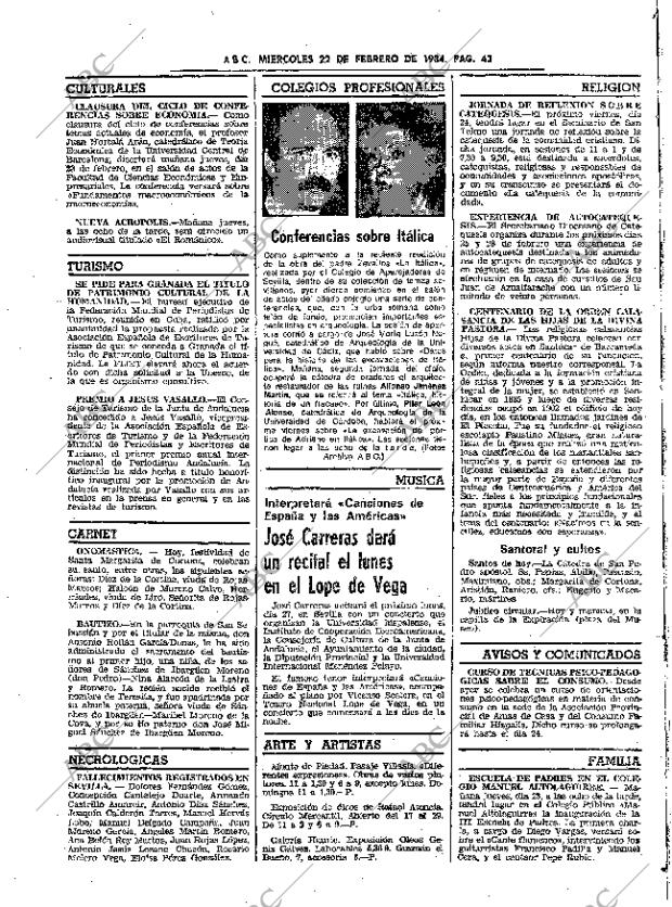 ABC SEVILLA 22-02-1984 página 43