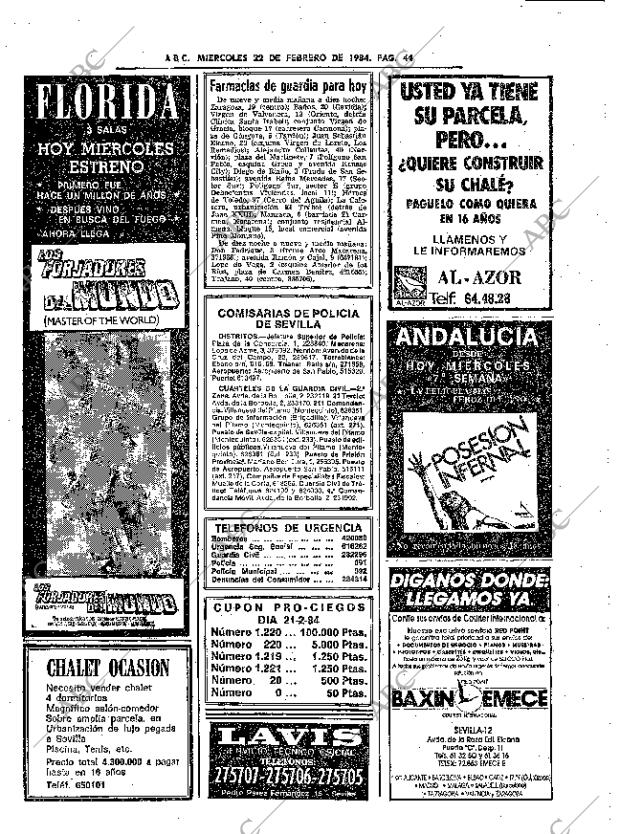 ABC SEVILLA 22-02-1984 página 44