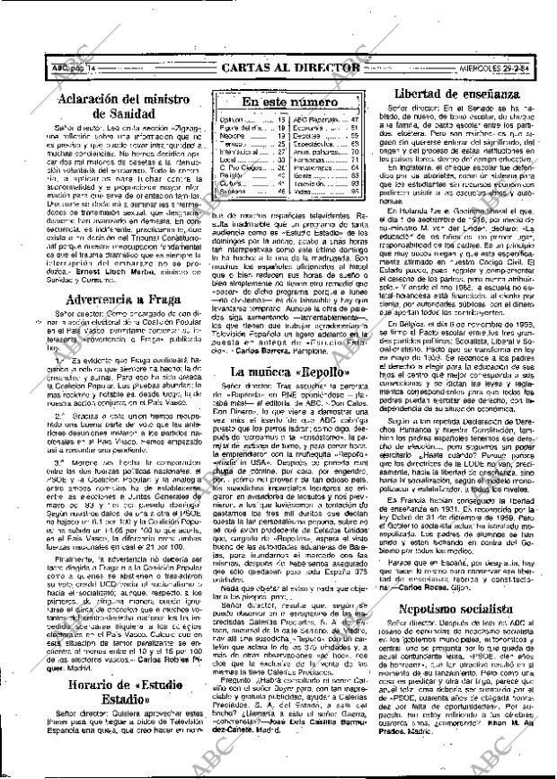 ABC MADRID 29-02-1984 página 14