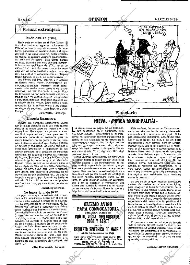 ABC MADRID 29-02-1984 página 18