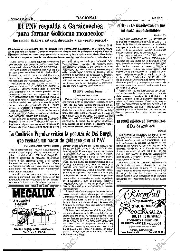 ABC MADRID 29-02-1984 página 23