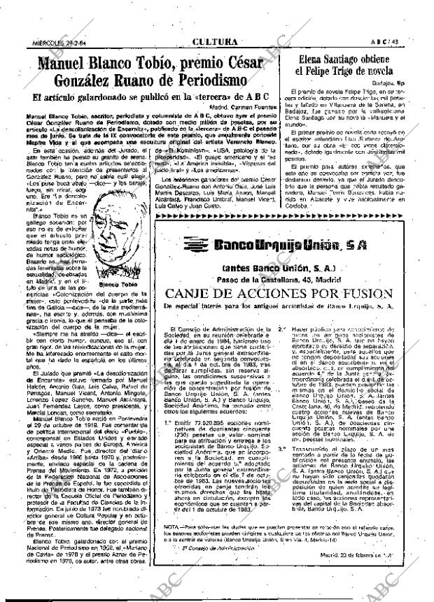 ABC MADRID 29-02-1984 página 43
