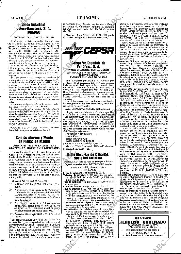 ABC MADRID 29-02-1984 página 58