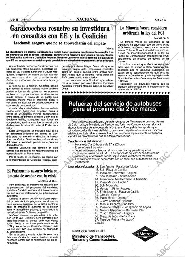 ABC MADRID 01-03-1984 página 23