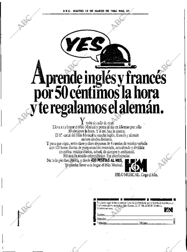 ABC SEVILLA 13-03-1984 página 51