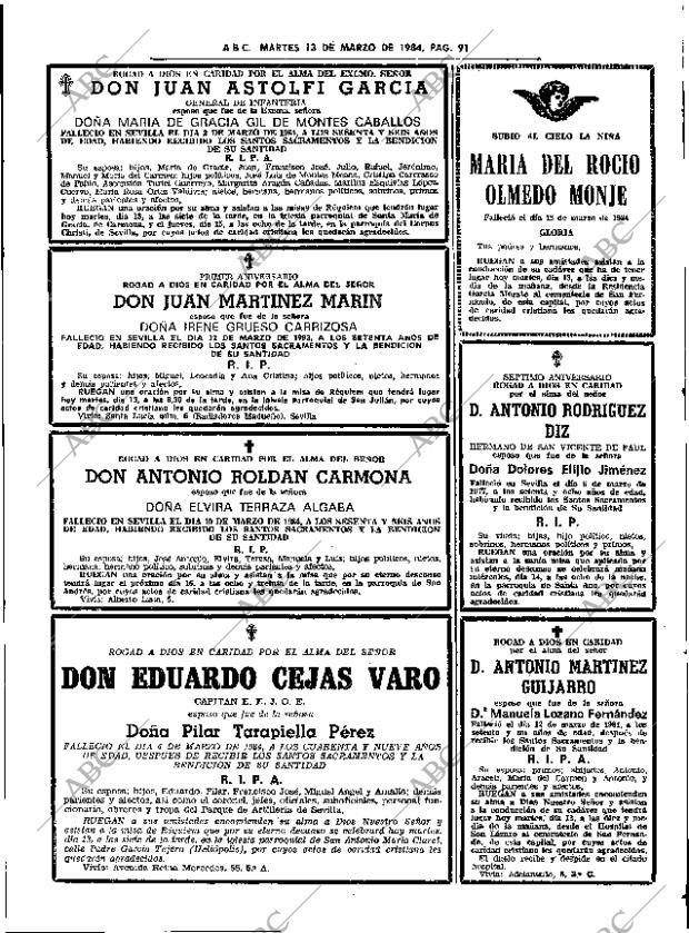 ABC SEVILLA 13-03-1984 página 91