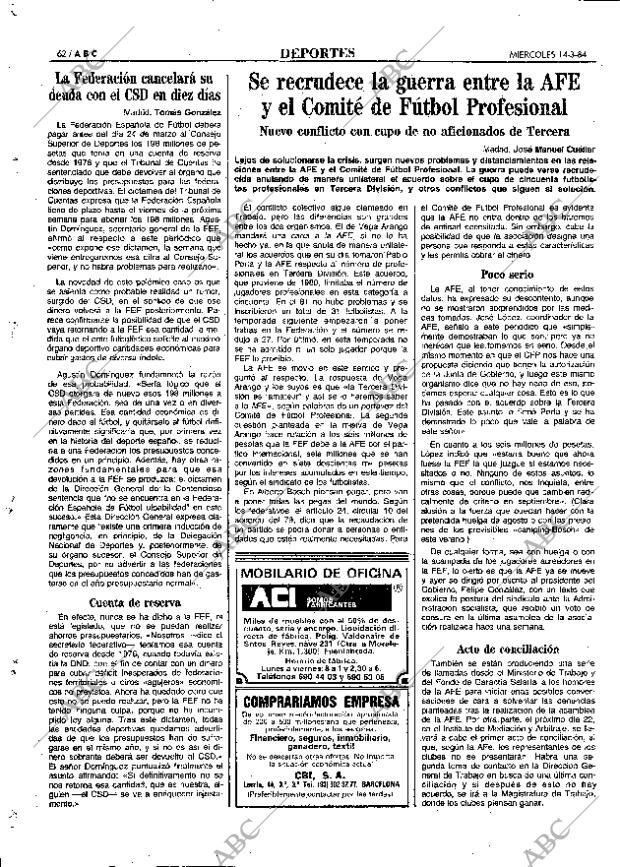 ABC MADRID 14-03-1984 página 62