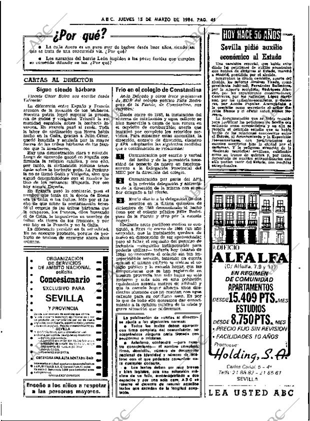 ABC SEVILLA 15-03-1984 página 45