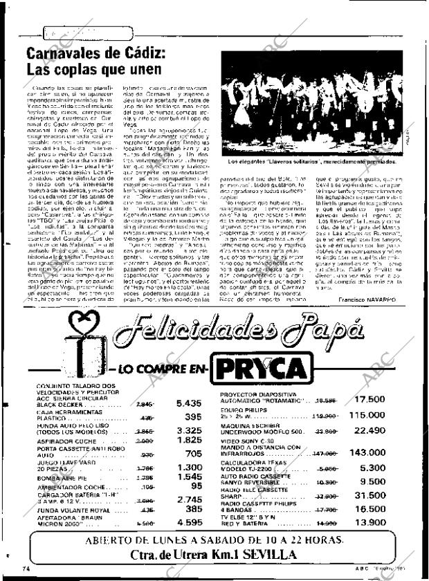 ABC SEVILLA 16-03-1984 página 74