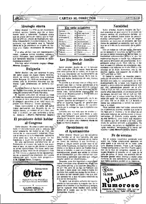 ABC MADRID 22-03-1984 página 14
