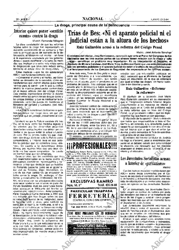 ABC MADRID 22-03-1984 página 20