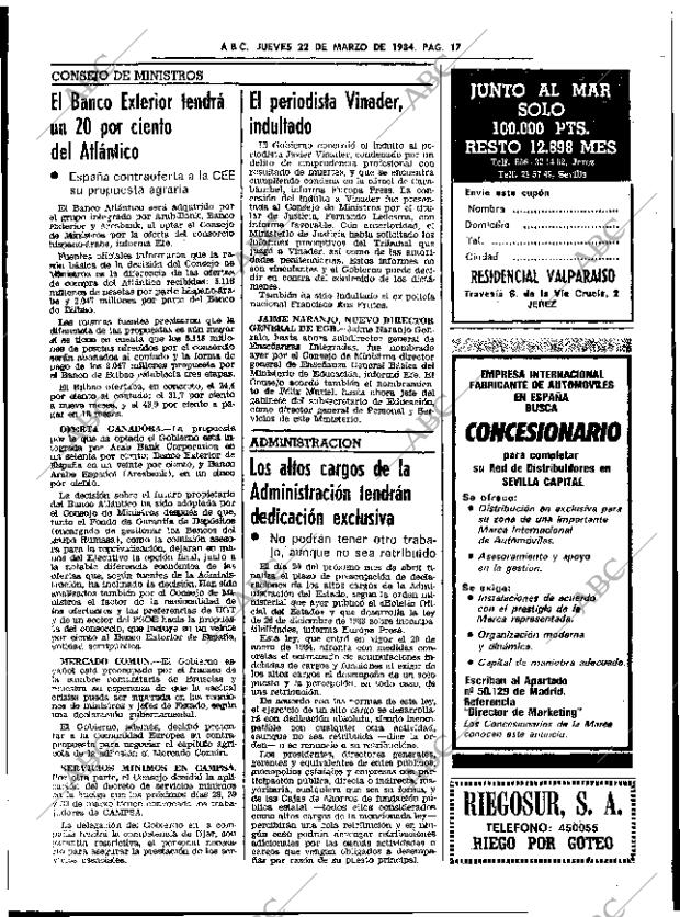 ABC SEVILLA 22-03-1984 página 17